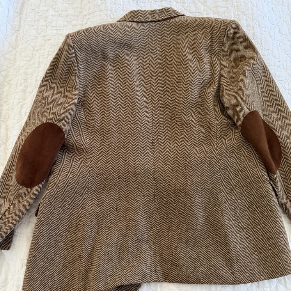 Ralph Lauren Brown Herringbone Wool Blazer with Suede Elbow Patches - Picture 11 of 11